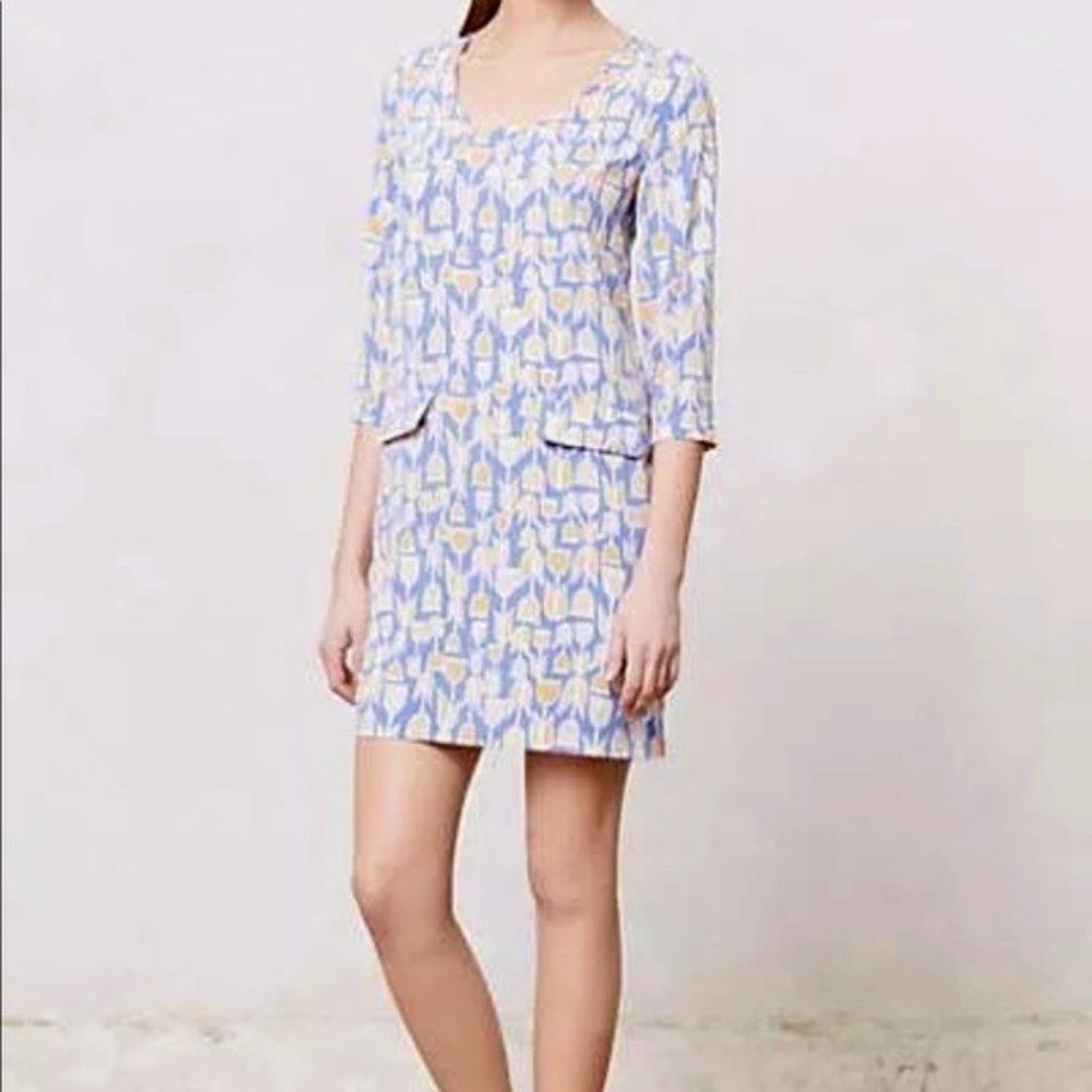 Anthropologie Maeve Blue Tulip Dress